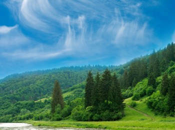 River Mountains Blue Sky Bigstock230462215